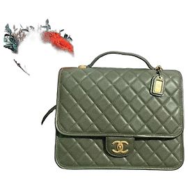 Bolsa transversal Chanel 22K verde couro Verde
