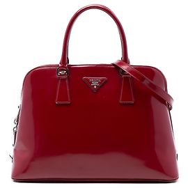 Sac à main Promenade Spazzolato rouge large de Prada Rouge