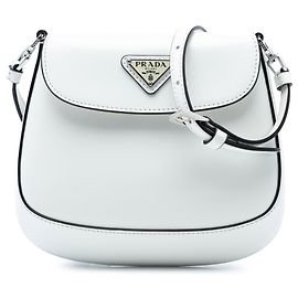 Bolsa Cleo mini em couro escovado branco Prada Branco