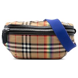 Bolsa de cinto Sonny em lona xadrez bege da Burberry com arco-íris Bege