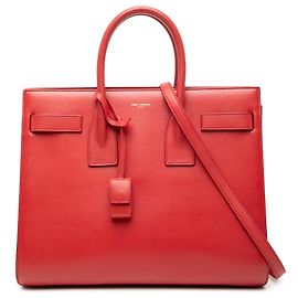 Saint Laurent Red Small Leather Sac De Jour Satchel Red
