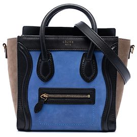 Céline Celine Blu Nano Tricolore in Nabuk e Pelle di Vitello Borsa da Viaggio Blu