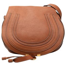 Borsa a tracolla Marcie in pelle di vitello grana Chloé marrone Marrone