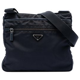 Prada Sacoche en Tessuto Noir avec Bordure Saffiano Noir