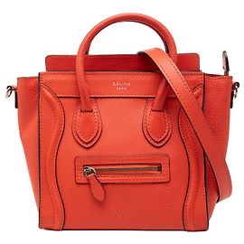 Céline Celine Laranja Nano Bolsa de Viagem em Couro Laranja