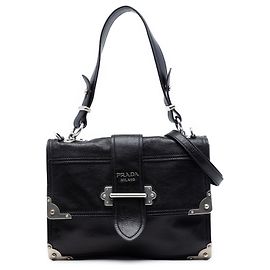 Bolsa Cahier em couro de bezerro glace preto Prada Preto