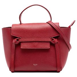 Céline Bolsa de cinto em couro de bezerro granulado vermelho Nano Celine Vermelho