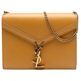 Bolsa Monogram Cassandra em couro de bezerro liso marrom Saint Laurent Marrom Caramelo