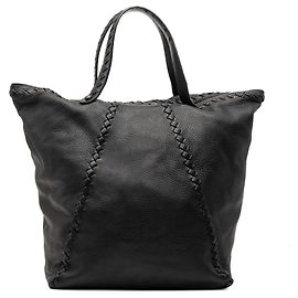 Bolsa Tote Cervo Preta com Acabamento Intrecciato da Bottega Veneta Preto