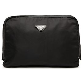 Prada Black Tessuto Cosmetic Pouch Black