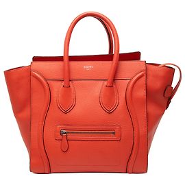 Céline Celine Mini Tote de Cuero Naranja Naranja