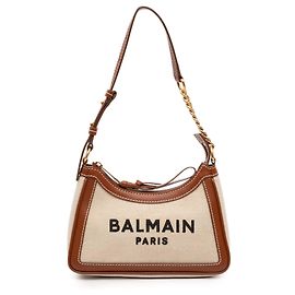 Borsa a spalla in tela beige con logo B Army di Balmain Beige