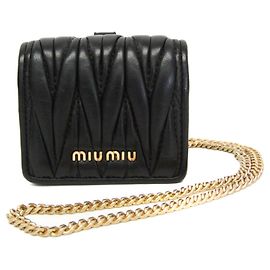 Miu Miu Matelasse Keyring in Black Leather Black