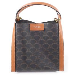 Céline Sac Cubo Petit Celine - Toile Logo Triomphe Miel Jaune
