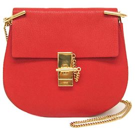 Chloé Drew 3S1031 Women's Leather Shoulder Bag Red