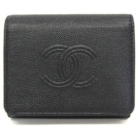 Portafoglio tri-fold da donna Chanel Coco Mark in nero Nero