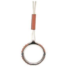 Hermès Collar Péndulo Tresse Grand Kyoto Hermes Loop Castaño Blanco