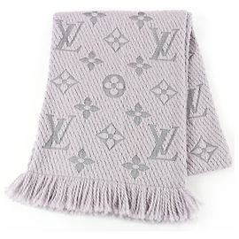 Cachecol de lã e seda cinza Louis Vuitton Marrom