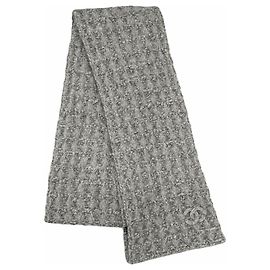 Chanel Sciarpa in Cashmere e Seta Grigia Marrone