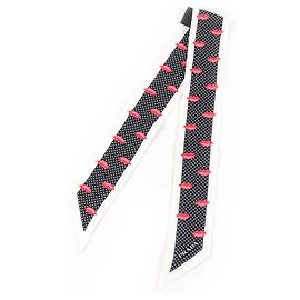 Bufanda delgada de seda estampada Prada Negro Blanco