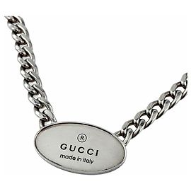 Collar de cadena con placa ovalada de marca registrada Gucci 797142 Plata