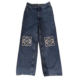 Jeans a gamba larga ricamati Anagram Loewe Blu