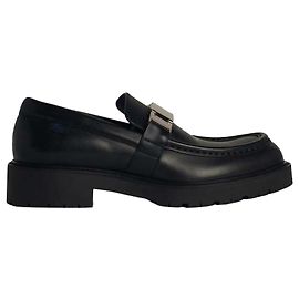 Burberry Leder Slipper Raft Schwarz