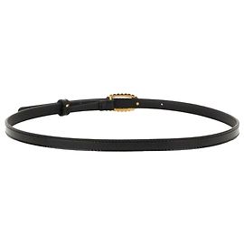 Valentino Garavani Cinto de couro patente com fivela oval Preto