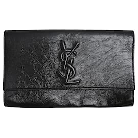 Bolsa Clutch Belle de Jour Yves Saint Laurent em couro sintético texturizado preto Preto