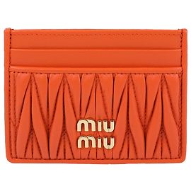 Miu Miu Tarjetero de cuero Nappa Naranja