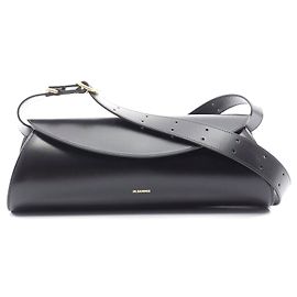 Borsa a Spalla Cannolo Grande in Pelle Jil Sander Nero