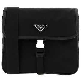 Prada Borsa a Spalla in Pelle Saffiano Re-nylon Nero