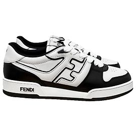 Fendi Tênis baixos de couro com lettering de logo Aomn Preto