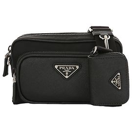 Prada Borsa a tracolla in nylon Saffiano nera Rinal Nero