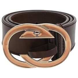 Cinto de couro marrom com logo Double G da Gucci Marrom Vermelho