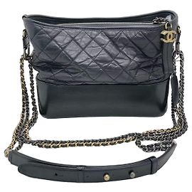 Chanel Black Leather Chain Handbag Black