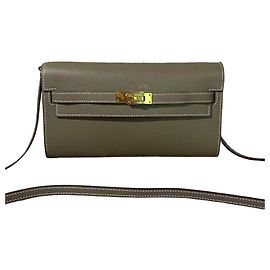 Hermès Kelly Wallet Elephant Grey Epsom Leather Gold Hardware Grey