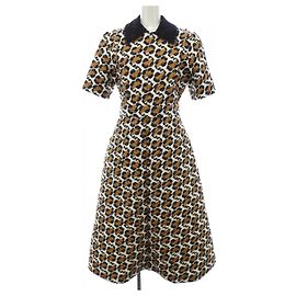 Robe en soie Fendi FDA941 AD9W Marron Noir Blanc Imprimé léopard