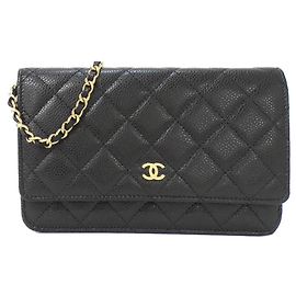 Chanel Timeless Classic Caviar Skin Wallet on Chain Black Other