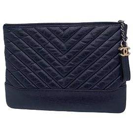 Chanel Black Leather Clutch Bag Black