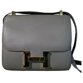 Bolsa Hermès Constance 23 em couro Swift cinza Cinza
