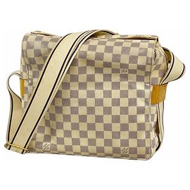 Sac à épaule Naviglio Damier Azur de Louis Vuitton Blanc