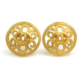 Boucles d'oreilles clips en métal doré vintage Chanel Doré