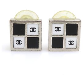 Orecchini in metallo Chanel Nero Argento Bianco
