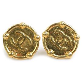 Brincos de metal dourado vintage Chanel Dourado