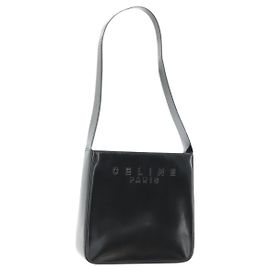 Céline Borsa a Spalla CELINE Pelle Verniciata Nera Oro Auth 175204 Nero D'oro