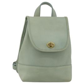 Coach Backpack Leather Green Gold Auth YKZ1093A Golden Green