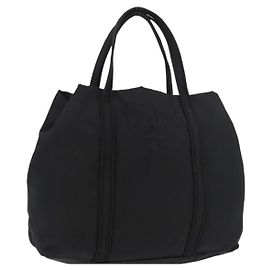 PRADA Borsa a mano in nylon nero argento Auth 175699 Nero Argento