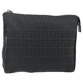 FENDI Zucchino Canvas Tasche Schwarz Auth am11406A Schwarz