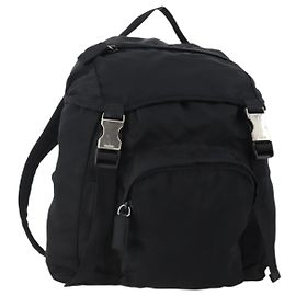 PRADA Rucksack aus schwarzem Nylon mit silberner Authentizität bs34260 Schwarz Silber